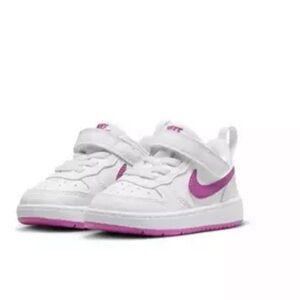 • Nike • Girls / Toddlers Court Borough Low Sneakers White / Fuchsia Pink 8